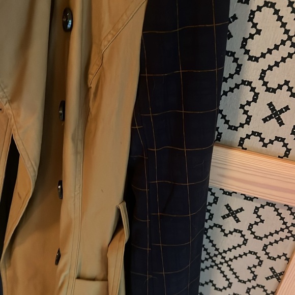 Anthropologie Harlyn Color-blocked Plaid Tan and Blue Trench Coat M - Picture 13 of 16